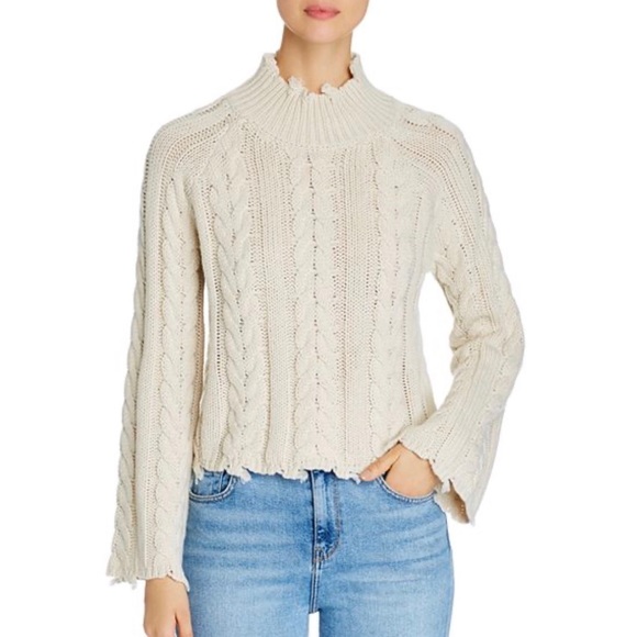 Elan Sweaters - NWT ELAN Cream Cable Knit Destroyed Sweater
